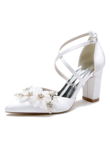 Women's Wedding Shoes High Heel Pointed Toe Bridal Shoes