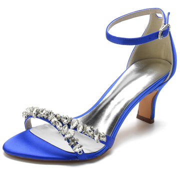 Women's Wedding Shoes Imitation Rhinestone Opened Toe Mid Buckle Bridal Shoes