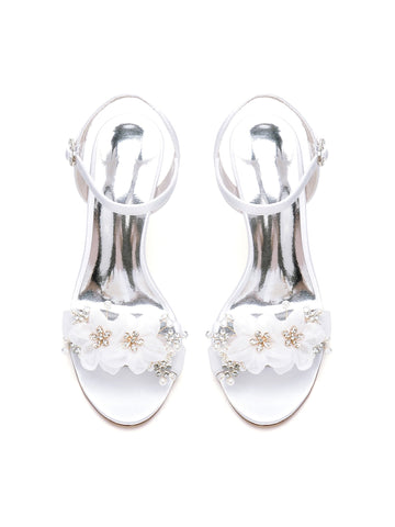 Women's Wedding Shoes Flowers High Heel Open Toe Bridesmaid Shoes
