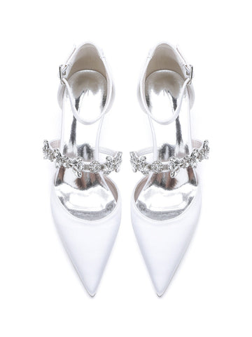 Women's Rhinestone Flat Heel Pointed Toe Bridesmaid Shoes