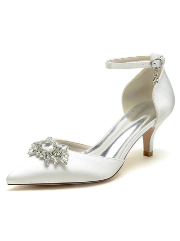 Women's Wedding Shoes Rhinestone High Heel Pointed Toe Bridal Shoes