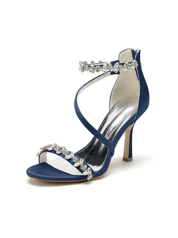 Women's Wedding Shoes Rhinestone High Heel Open Toe Bridal Shoes
