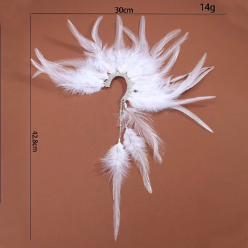 Gothic White Feather Rhinestone Tassel Sweet Earrings