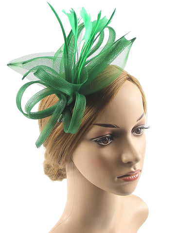 Vintage Organza Wedding Floppy Hat Fascinators/Headpiece with Feather & Bow