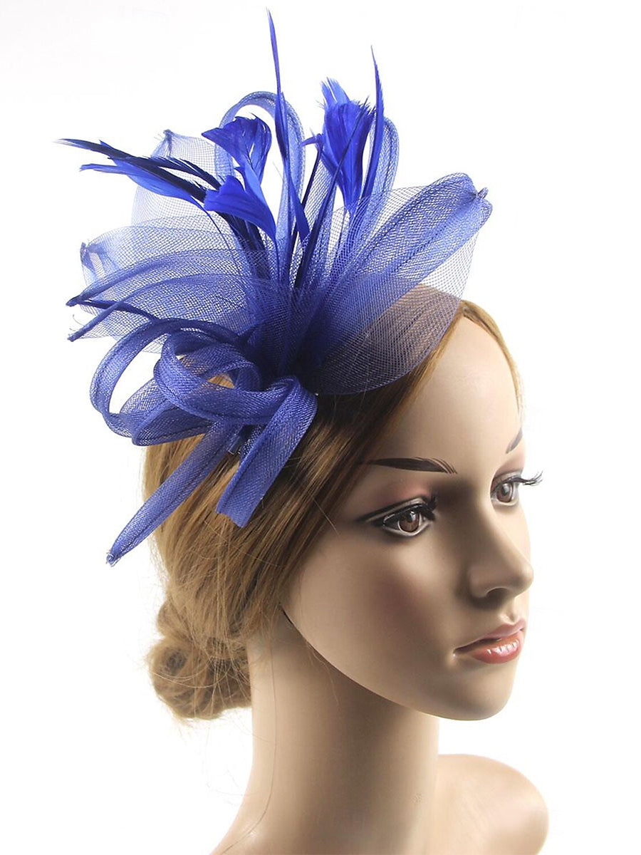 Vintage Organza Wedding Floppy Hat Fascinators/Headpiece with Feather & Bow