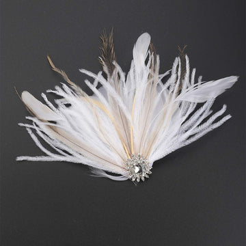 White Vintage Classical Feather Wedding Elegant Hat Fascinators/Headpiece with Crystal
