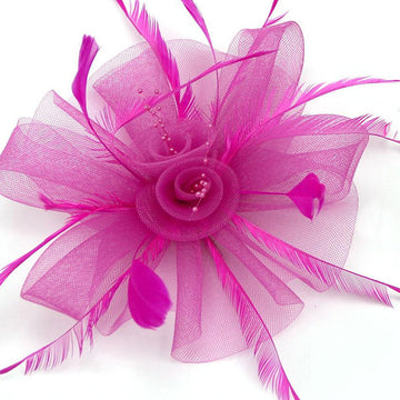 Organza Fedora Hat Ladies Day Feather Cocktail Headpiece/Veil Hat With Bow