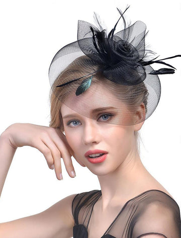 Women's Organza Fedora Hat Tea Party Horse Race Pure Color Headpiece/Veil Hat With Feather