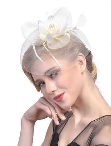 Women's Organza Fedora Hat Tea Party Horse Race Pure Color Headpiece/Veil Hat With Feather