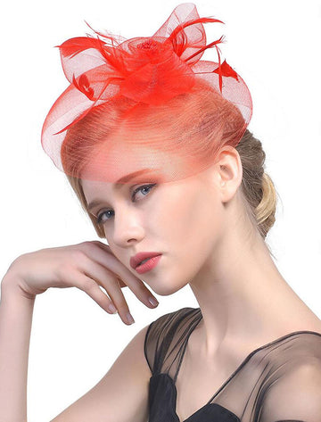 Women's Organza Fedora Hat Tea Party Horse Race Pure Color Headpiece/Veil Hat With Feather
