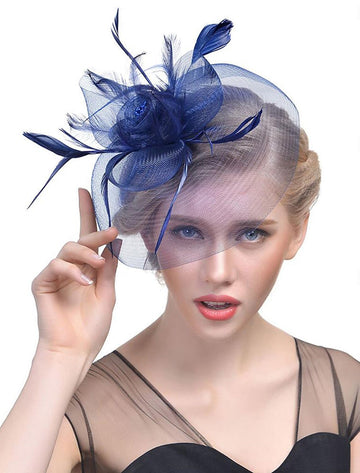 Women's Organza Fedora Hat Tea Party Horse Race Pure Color Headpiece/Veil Hat With Feather