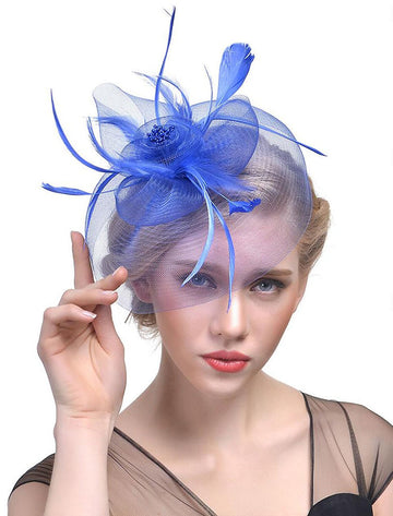 Women's Organza Fedora Hat Tea Party Horse Race Pure Color Headpiece/Veil Hat With Feather