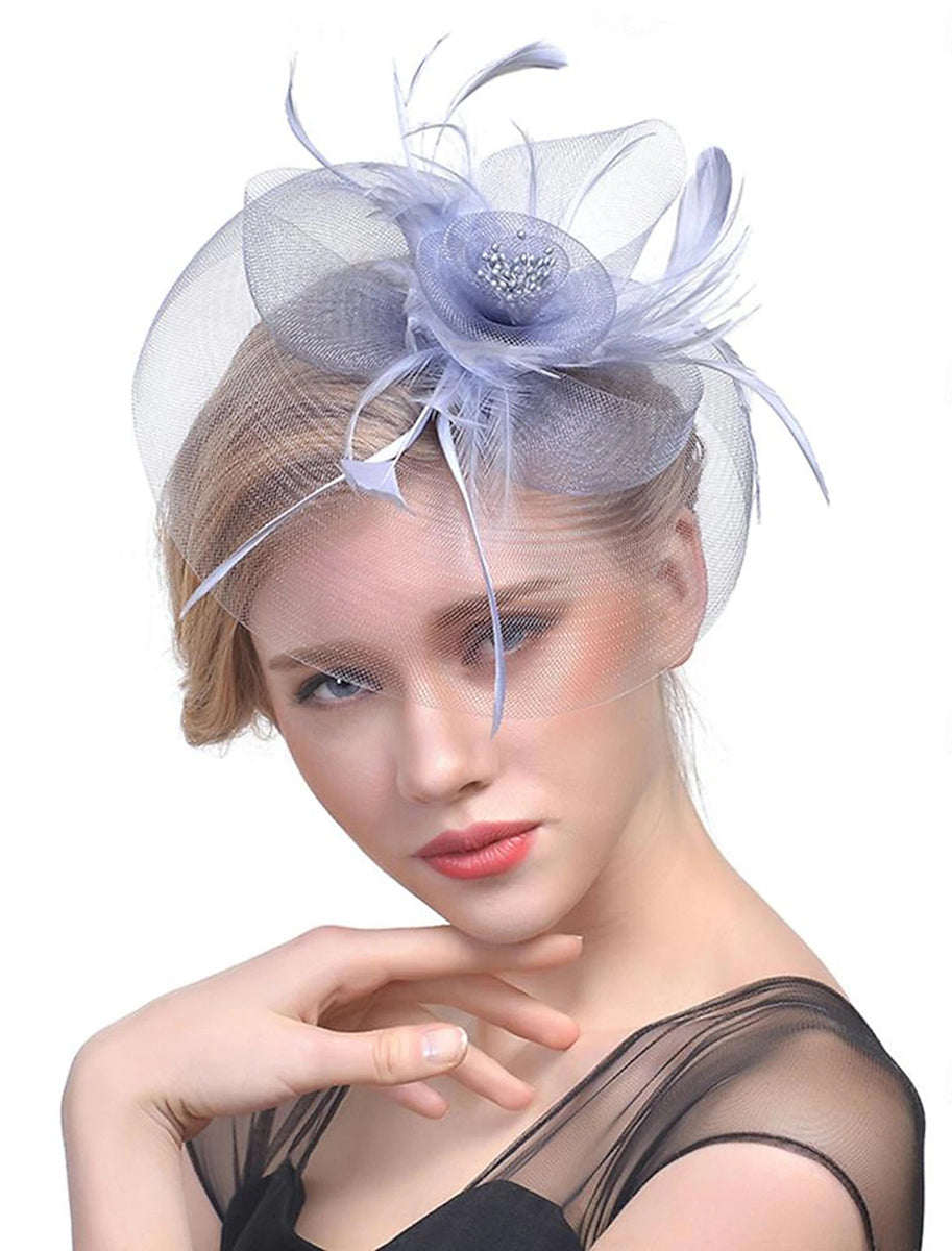 Women's Organza Fedora Hat Tea Party Horse Race Pure Color Headpiece/Veil Hat With Feather