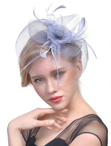 Women's Organza Fedora Hat Tea Party Horse Race Pure Color Headpiece/Veil Hat With Feather
