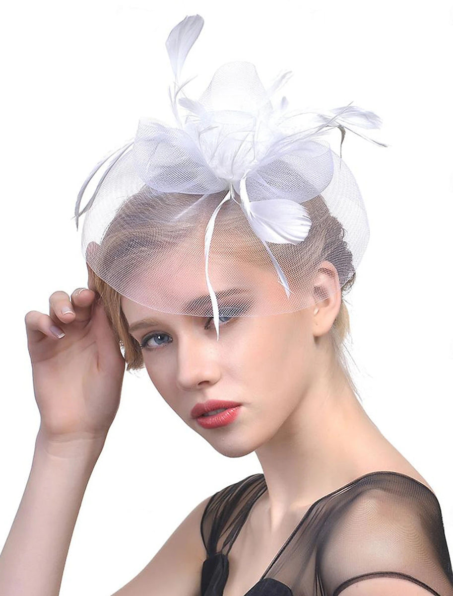 Women's Organza Fedora Hat Tea Party Horse Race Pure Color Headpiece/Veil Hat With Feather