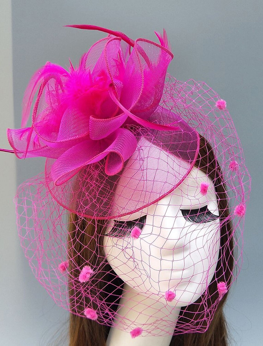 Women's Vintage Kentucky Derby Hat Flower Feather Wedding Headpiece/Headwear