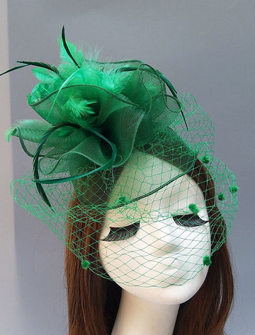 Women's Vintage Kentucky Derby Hat Flower Feather Wedding Headpiece/Headwear
