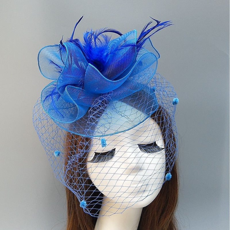 Women's Vintage Kentucky Derby Hat Flower Feather Wedding Headpiece/Headwear
