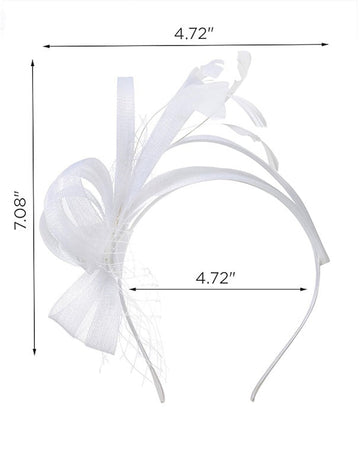 Simple White Feather Tea Party Cocktail Ladies Day Tulle Fascinator/Headband