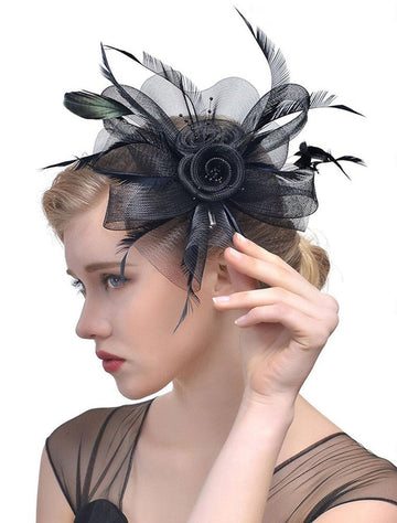 Women's Fedora Hat Veil Wedding Party Flower Feather Vintage Fascinator/Headband