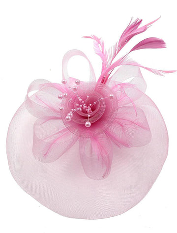 Vintage Organza Horse Race Cocktail Party Feather Veil Hat/Headpiece With Bow