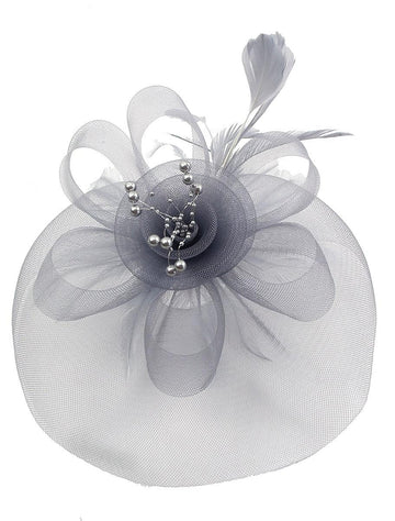 Vintage Organza Horse Race Cocktail Party Feather Veil Hat/Headpiece With Bow