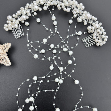 Tassel Comb Bridal Headpiece with Pearls