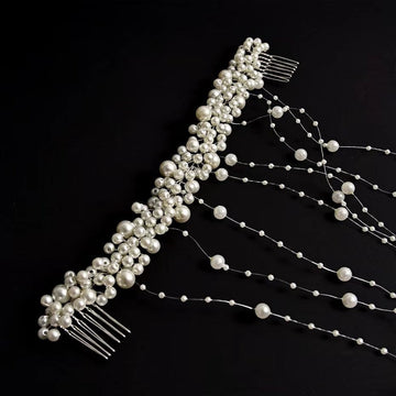 Tassel Comb Bridal Headpiece with Pearls