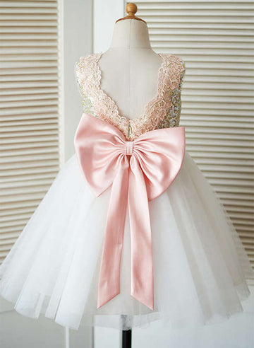 A-Line/Princess Tulle Flower Girl Dresses With Bowknot