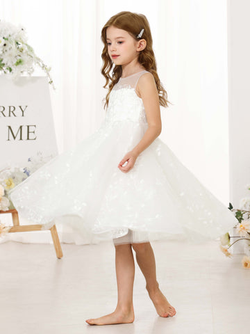 A-Line/Princess Lace Sleeveless Scoop Neck Flower Girl Dresses