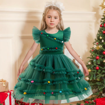 Ball-Gown Scoop Neck Short Sleeves Knee-Length Flower Girl Dress with Lace