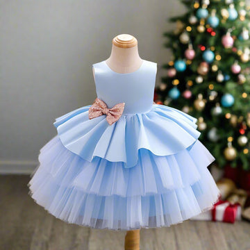 Ball-Gown Scoop Neck Sleeveless Knee-Length Flower Girl Dress with Bowknot