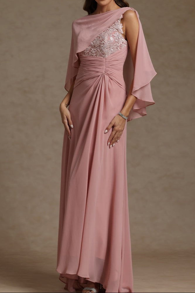 A-Line/Princess Crew Neck Sleeveless Chiffon Mother of the Bride Dresses with Applique