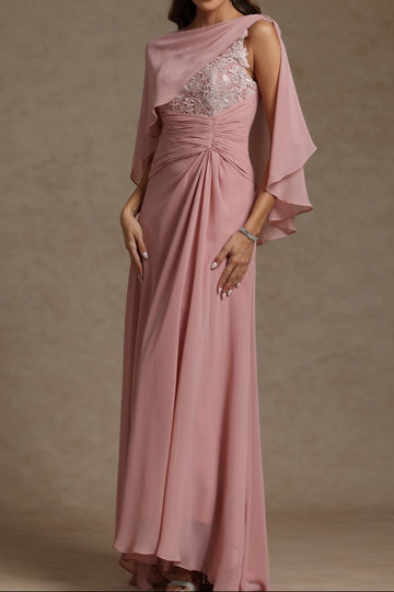 A-Line/Princess Crew Neck Sleeveless Chiffon Mother of the Bride Dresses with Applique