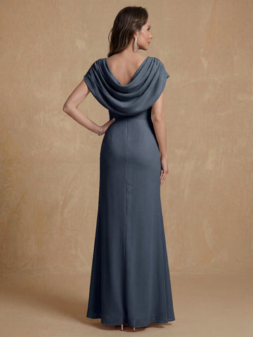 Sheath/Column Crew Nevk Short Sleeves Chiffon Mother of the Bride Dresses with Sash