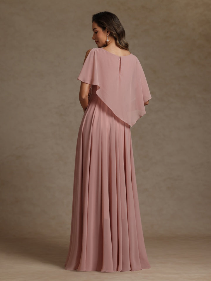 A-Line/Princess Crew Neck Short Sleeves Mother of the Bride Dresses With Beading