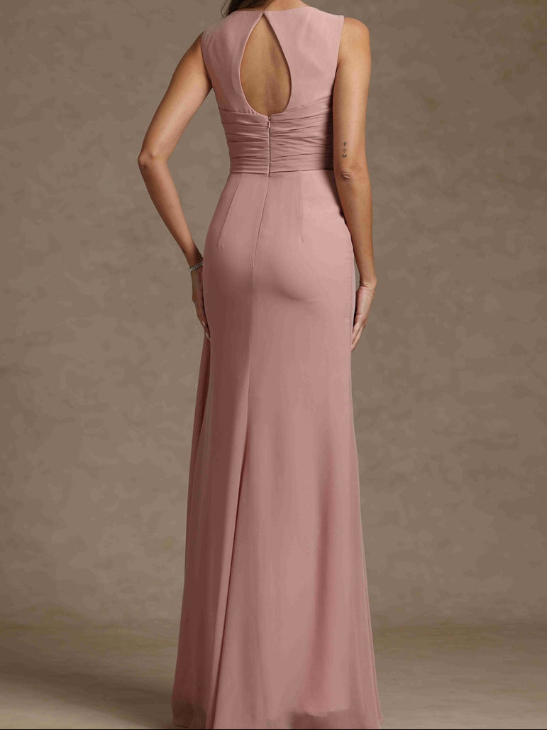 Sheath/Column Crew Nevk Sleeveless Mother of the Bride Dresses with Sash