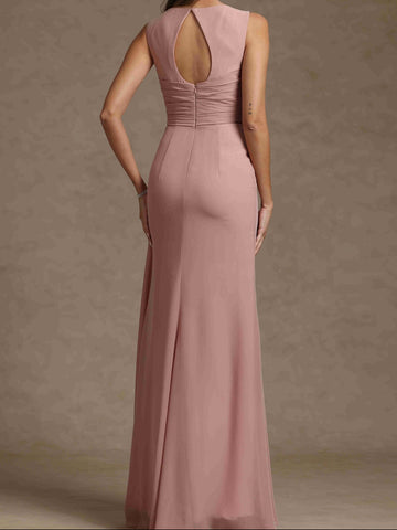 Sheath/Column Crew Nevk Sleeveless Mother of the Bride Dresses with Sash