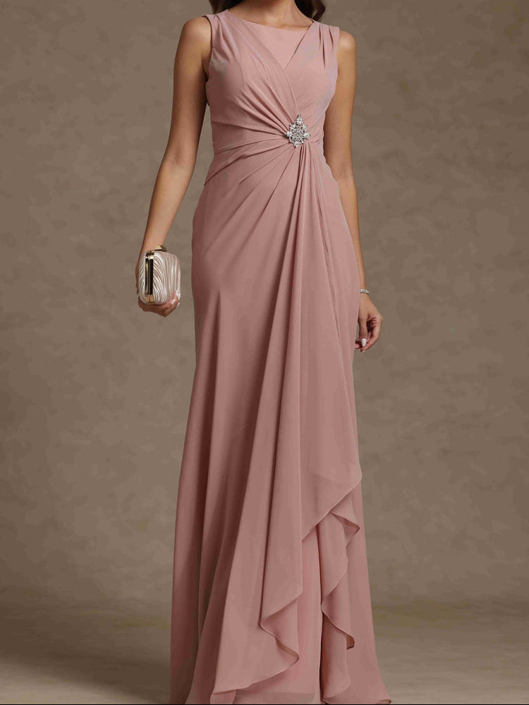 Sheath/Column Crew Nevk Sleeveless Mother of the Bride Dresses with Sash