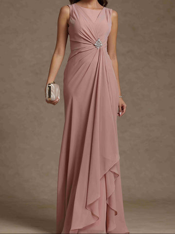 Sheath/Column Crew Nevk Sleeveless Mother of the Bride Dresses with Sash