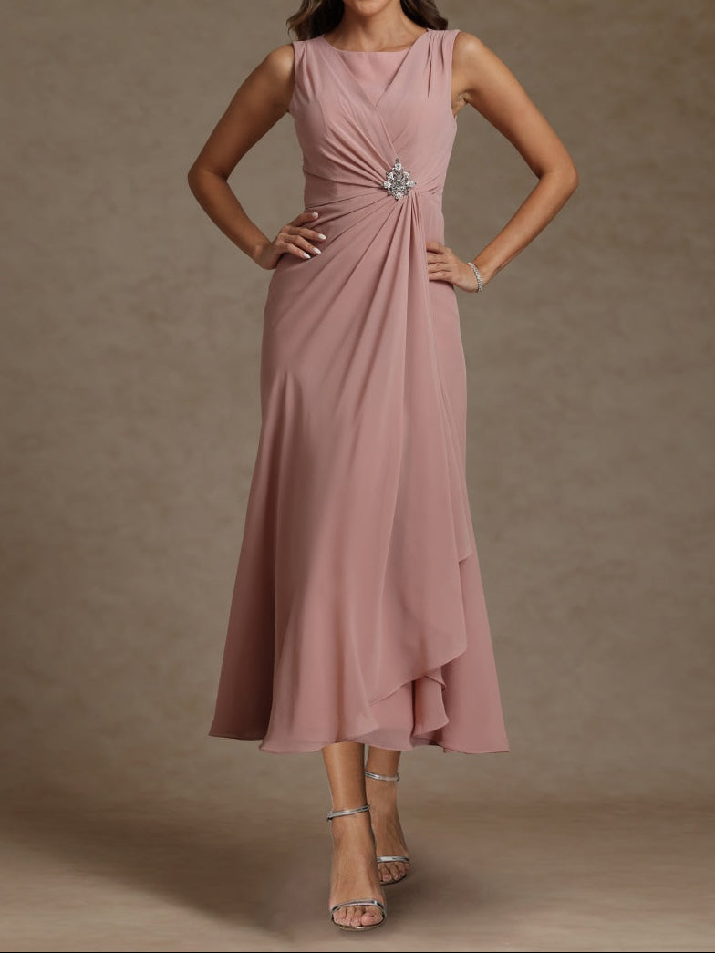 Sheath/Column Crew Nevk Sleeveless Mother of the Bride Dresses with Sash
