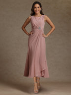 Sheath/Column Crew Nevk Sleeveless Mother of the Bride Dresses with Sash