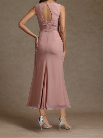Sheath/Column Crew Nevk Sleeveless Mother of the Bride Dresses with Sash