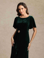 A-Line/Princess Crew Neck Short Sleeves Mother of the Bride Dresses With Sash
