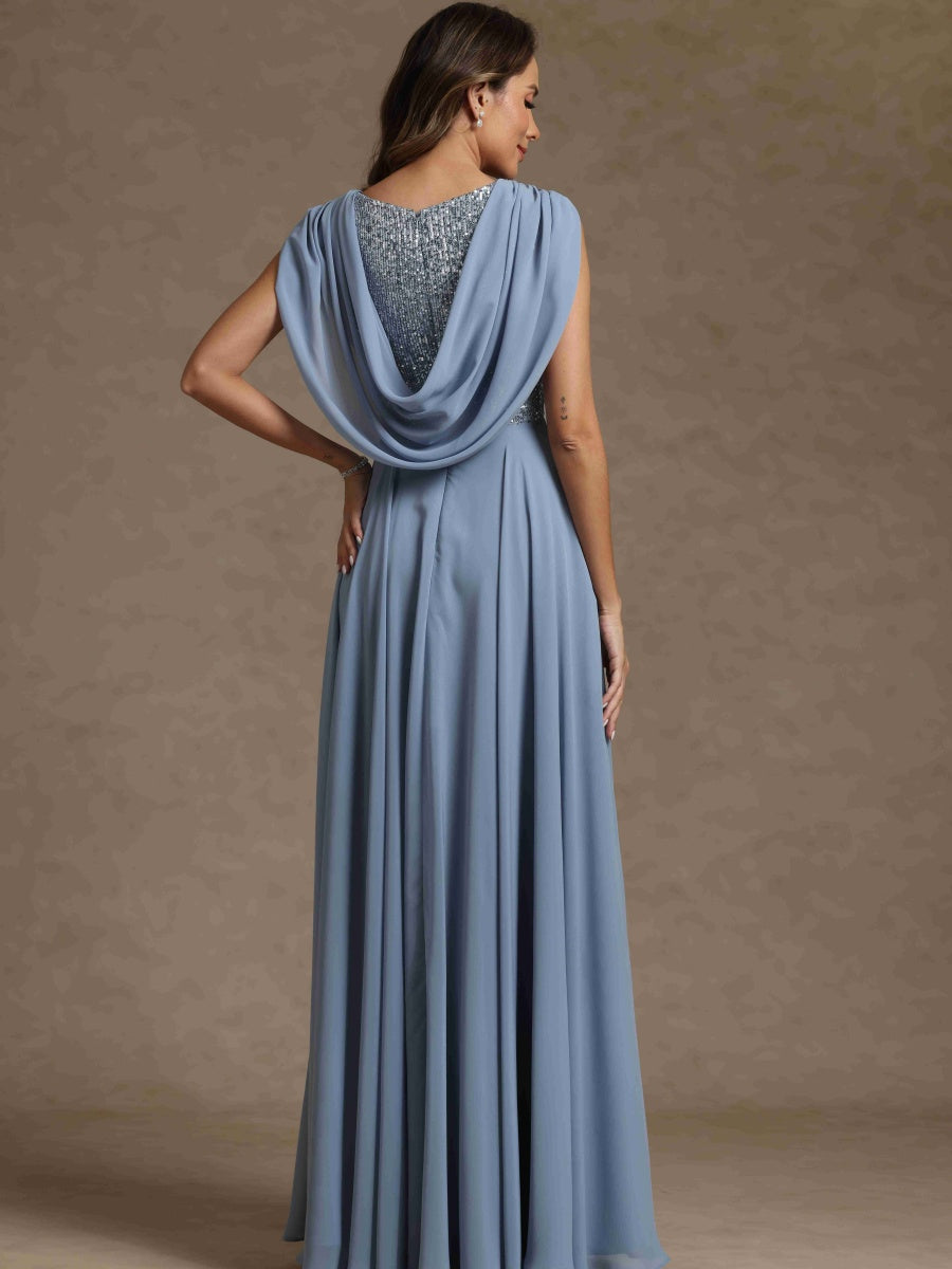 A-Line/Princess Boat Neck Sleeveless Mother of the Bride Dresses With Sequins