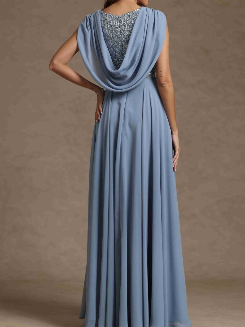 A-Line/Princess Boat Neck Sleeveless Mother of the Bride Dresses With Sequins