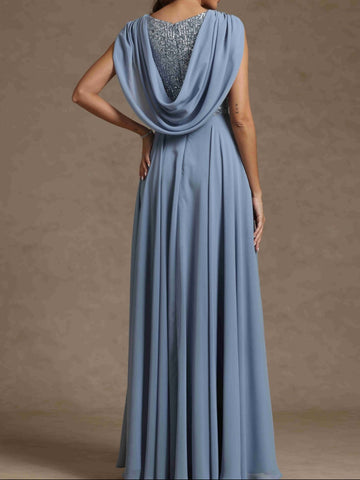 A-Line/Princess Boat Neck Sleeveless Mother of the Bride Dresses With Sequins