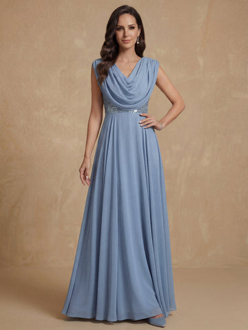 A-Line/Princess Boat Neck Sleeveless Mother of the Bride Dresses With Sequins