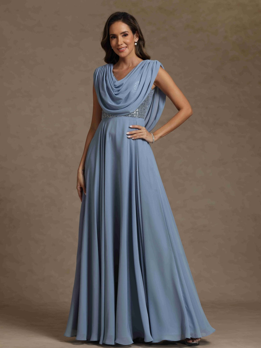 A-Line/Princess Boat Neck Sleeveless Mother of the Bride Dresses With Sequins