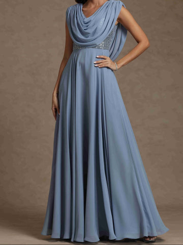 A-Line/Princess Boat Neck Sleeveless Mother of the Bride Dresses With Sequins